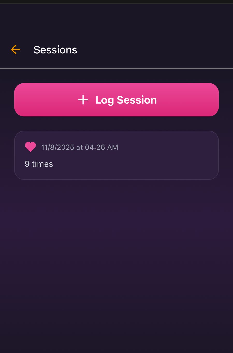 Sessions screen